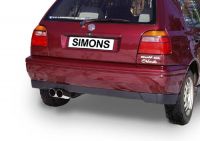 Simons aluminierte Stahl Sport Auspuffanlage 2x76 mm RS Look fr VW Golf III 1.4/1.6/1.8/1.9D/1.9TD/1.9TDI/2.0/2.8 V
