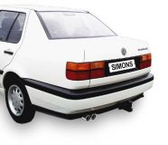 Simons aluminierte Stahl Sport Auspuffanlage 2x70 mm rund fr VW Vento 1.4/1.6/1.8/1.9D/1.9TD/1.9TDI/2.0 Baujahr 6/91-97