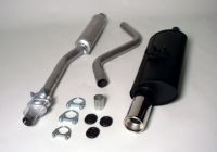 Simons aluminierte Stahl Sport Auspuffanlage 1x90 mm rund fr VW Polo Coupe 1.0/1.1/1.3 Baujahr 87-94