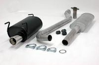 Simons aluminierte Stahl Sport Auspuffanlage 1x90 mm rund fr Toyota Corolla Typ E10 Flieheck 1.3 65 kW Baujahr 5/92-7/95