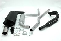 Simons aluminierte Stahl Sport Auspuffanlage 1x70/90 mm oval fr Ford Escort XR3i Flieheck 1600 Baujahr 5/83-90