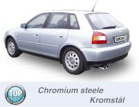 Simons aluminierte Stahl Sport Auspuffanlage 2x80 mm rund fr Audi A3 ( 8L ) 1.6/1.8/1.8T/1.9TDI Baujahr 96-5/03