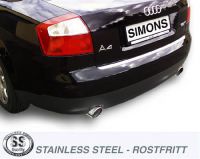 Simons Edelstahl Duplex Sport Auspuffanlage je 1x100 mm rund fr Audi A4 (B6) Limousine/Avant/Cabriolet