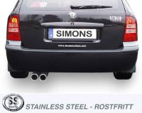 Simons Edelstahl Sport Auspuffanlage 2x80 mm rund für Skoda Octavia Limousine/Kombi 1.8 Turbo/1.9TDI nicht RS