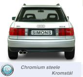 Simons Chromstahl Sport Auspuffanlage 2x80mm Audi 80 B4 Limousine/Avant 1.6/1.9/2.0