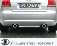 Simons Edelstahl Duplex Sport Endschalldmpfer 2x100 mm rund fr Audi A3 ( 8P )2WD 1.6/1.6FSi/2.0FSi/1.9TDi/2.0TDi Baujahr 03-