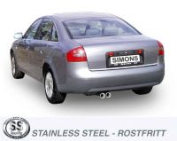 Simons Edelstahl Sport Auspuffanlage 2x80 mm rund f�r Audi A6 (C5) Limousine/Avant 1.8/1,8T/1.9TDi/2.5TDi Baujahr 97-5/01