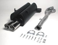 Simons aluminierte Stahl Sport Auspuffanlage 2x80 mm rund fr BMW E36 Limousine/Coupe/Cabrio/Touring 316i/318i Baujahr 7/90-97