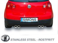 Simons Edelstahl Duplex Sport Auspuffanlage 2x80 mm rund fr VW Golf V/VI 1.4-2.0