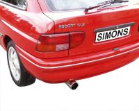Simons aluminierte Stahl Sport Auspuffanlage 1x90 mm rund verstellbar fr Ford Escort Coupe 3/5 Trer und Cabrio 1.6/1.8