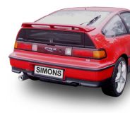 Simons aluminierte Stahl Sport Auspuffanlage 1x90mm Honda Civic Coupe/CRX 1.4/1.5/1.6 Baujahr 11/87-91