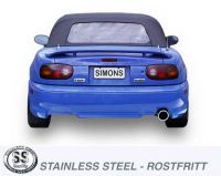 Simons Edelstahl Sport Auspuffanlage 1x100mm Mazda MX5 Coupe/Cabrio Typ NA 1.6i 16V/1.8i 16V Model 89-98