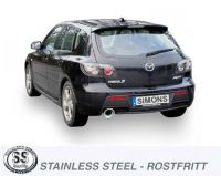 Simons Edelstahl Sport Auspuffanlage 1x114mm Mazda 3 MPS I Baujahr 06-09