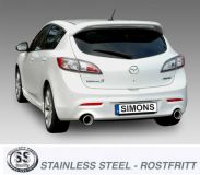 Simons Edelstahl Duplex Sport Auspuffanlage 1x114mm Mazda 3 MPS II Baujahr 09-