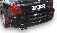 Simons aluminierte Stahl Sport Auspuffanlage 2x80mm rund Opel Vectra B 1.6 8V/1.6 16V/1.8 16V/2.0 16V/2.2 16V Baujahr 10/95-02