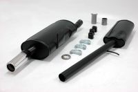 Simons aluminierte Stahl Sport Auspuffanlage 1x70mm rund Peugeot 205 GTI/CTi 1.9 Baujahr 87-92
