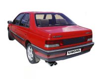 Simons aluminierte Stahl Sport Auspuffanlage 2x70/90mm oval Peugeot 405 Mi16 1.9 Baujahr 7/87-6/92