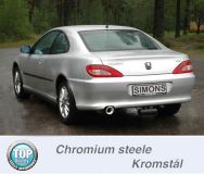 Simons Chromstahl Sport Auspuffanlage 1x100mm rund Peugeot 406 Limousine/Coupe 3.0 V6 Baujahr 96-