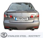 Simons Edelstahl Duplex Sport Auspuffanlage 1x90x120mm oval Mazda 6 MPS Baujahr 05-