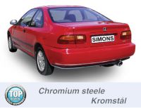 Simons Chromstahl Sport Auspuffanlage 1x100mm rund Honda Civic Limousine/Coupe 3/5 Trer 1.3-1.6 Baujahr 92-00 mit 3-Loch Flansch
