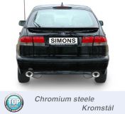 Simons Duplex Chrome steel Exhaust system 2x90/120mm oval Saab 9-3 2.0T Coupe/Cabrio Model 98-02