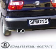 Simons Edelstahl Sport Auspuffanlage 2x80 mm rund fr Seat Cordoba 1.8T Cupra/Turbo Sport 156PS Baujahr 00-02