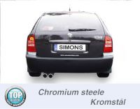 Simons Chromstahl Sport Auspuffanlage 2x80 mm rund fr Skoda Octavia Limousine/Kombi 1.8 Turbo/1.9TDI nicht RS