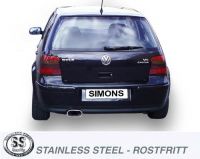 Simons Edelstahl Sport Auspuffanlage 85/150 mm flachoval fr VW Golf IV V6 4-motion Baujahr 96-