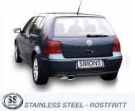 Simons Edelstahl Sport Auspuffanlage 85/150 mm flachoval für VW Golf IV Turbo 1.8T/1.9TDI/1.9SDI Baujahr 96-