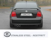 Simons Stainless steel Exhaust system 2x80 mm round VW Bora 1.4/1.6/1.8/1.8T/1.9TDI/1.9SDI/2.0/2.3 V5 model 99-