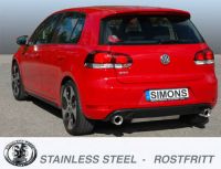 Simons Edelstahl Duplex Sport Auspuffanlage 1x100 mm rund Golf VI GTi 2.0TSi 211PS Baujahr 09-