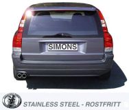 Simons Edelstahl Sport Auspuffanlage 2x70mm rund Volvo V70N R Baujahr 03-