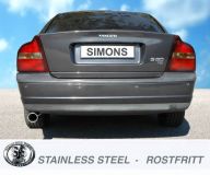 Simons Edelstahl Sport Auspuffanlage 1x90mm rund Volvo S80 Turbo 2WD 2.0T/2.4T/2.5T/T6 Baujahr 98-06