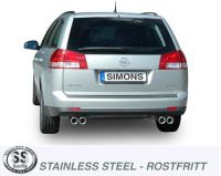 Simons Edelstahl Duplex Sport Auspuffanlage 2x80mm rund Opel Vectra C Car 4/5 Trer 1.8/2.0T/2.2/3.2/1.9CDTi/2.0DTi/2.2DTi/3.0CDTi Bauj.02-