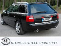 Simons Edelstahl Duplex Sport Auspuffanlage 2x100 mm rund fr Audi A6 (C5)Quattro 2.5TDi/2.7T Limousine/Avant Baujahr 2002-2004