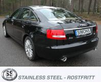 Simons Edelstahl Duplex Sport Endschalldmpfer 1x100 mm rund fr Audi A6 (4F) 2.0 TFSi Limousine/Avant Baujahr 2005-2011