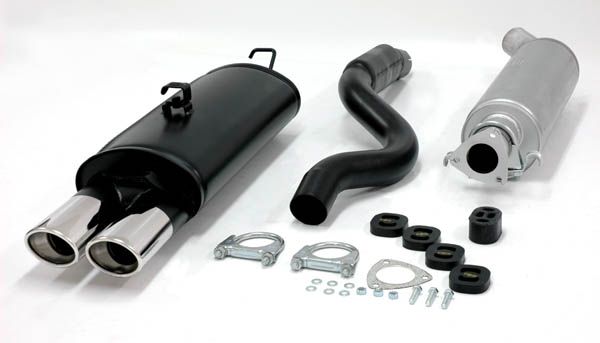 Simons aluminierte Stahl Sport Auspuffanlage 2x70x90mm oval Opel Kadett E  CC Fließheck 1.3/1.6/1.8/2.0 8V / GSi 2.0 16V Baujahr 87- - Lexmaul  performance