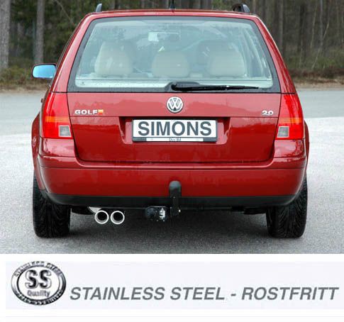 Simons Edelstahl Sport Auspuffanlage 2x80 mm rund für VW Golf IV