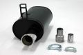 Simons aluminierter Stahl Sport Endschalldmpfer 1x90 mm rund fr Toyota Corolla Typ E11 Flieheck 1.3 63kW / 1.6 81kW Baujahr 7/97-